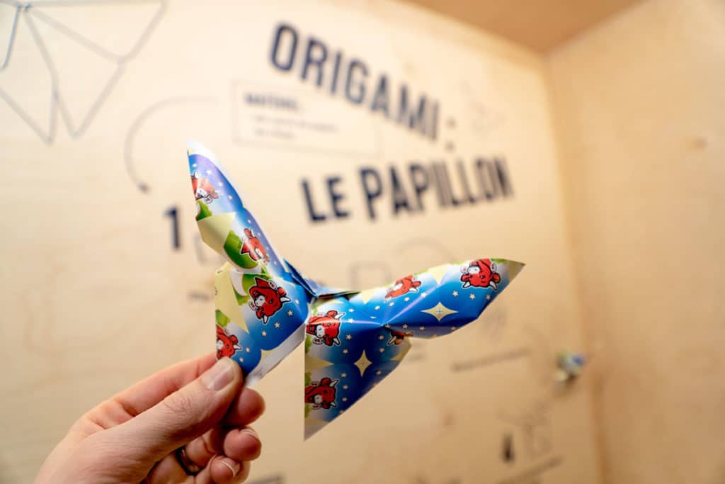 Origami papillon avec une emballage de Vache qui rit