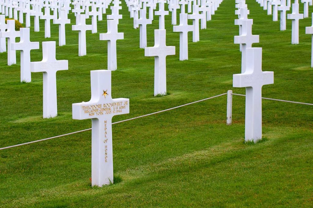 Stèle du Général Roosevelt Junior au cimetière américain