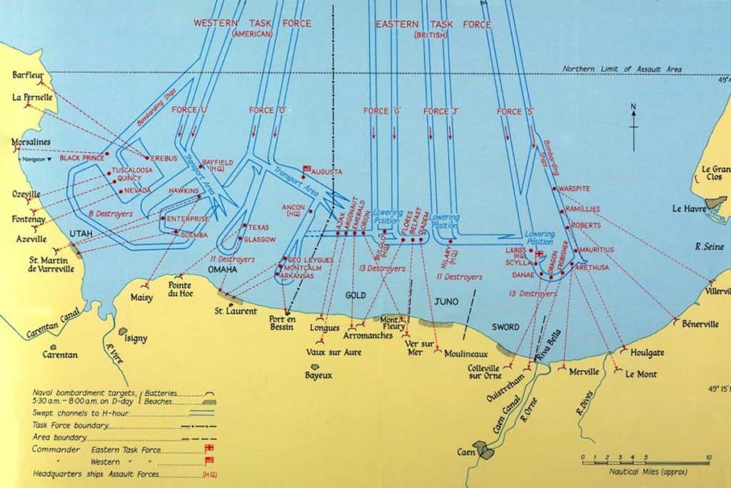 Carte des plages du débarquement de Normandie