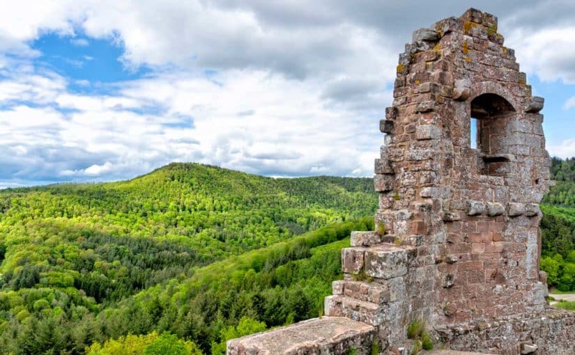 Vue sur la forêt depuis les ruines du château fort de Fleckenstein