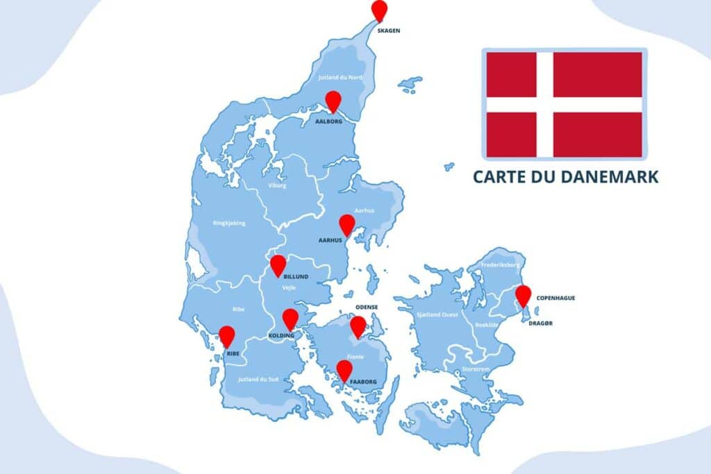 Carte du Danemark et de ses principales villes