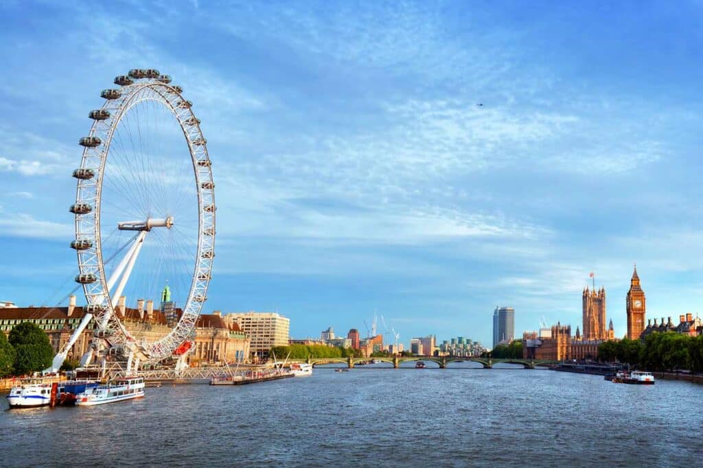 Londres avec la Tamise, le London Eye et Big Ben